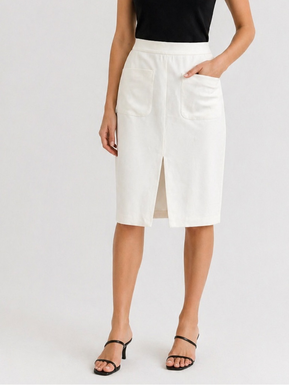 L'agence Off White Pocket Straight Pencil Skirt US 4